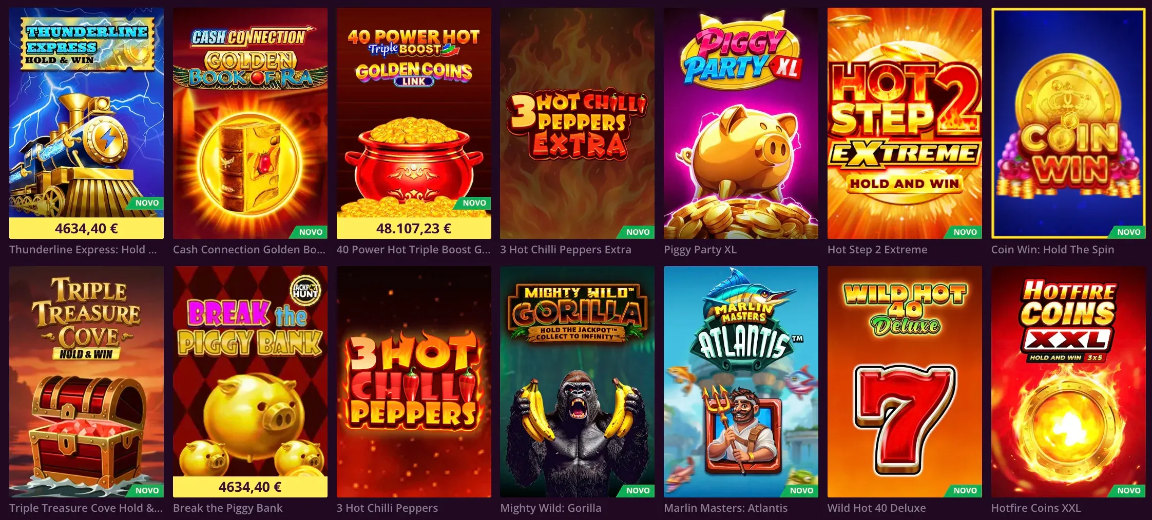 Zbirka iger v igralnici Malina casino