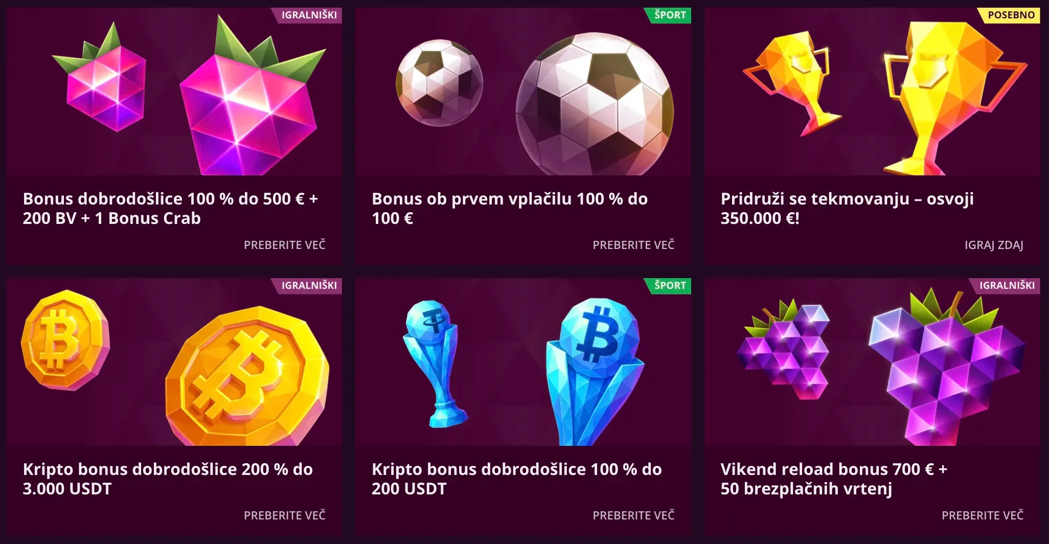 Promocijske ponudbe v Malinacasino